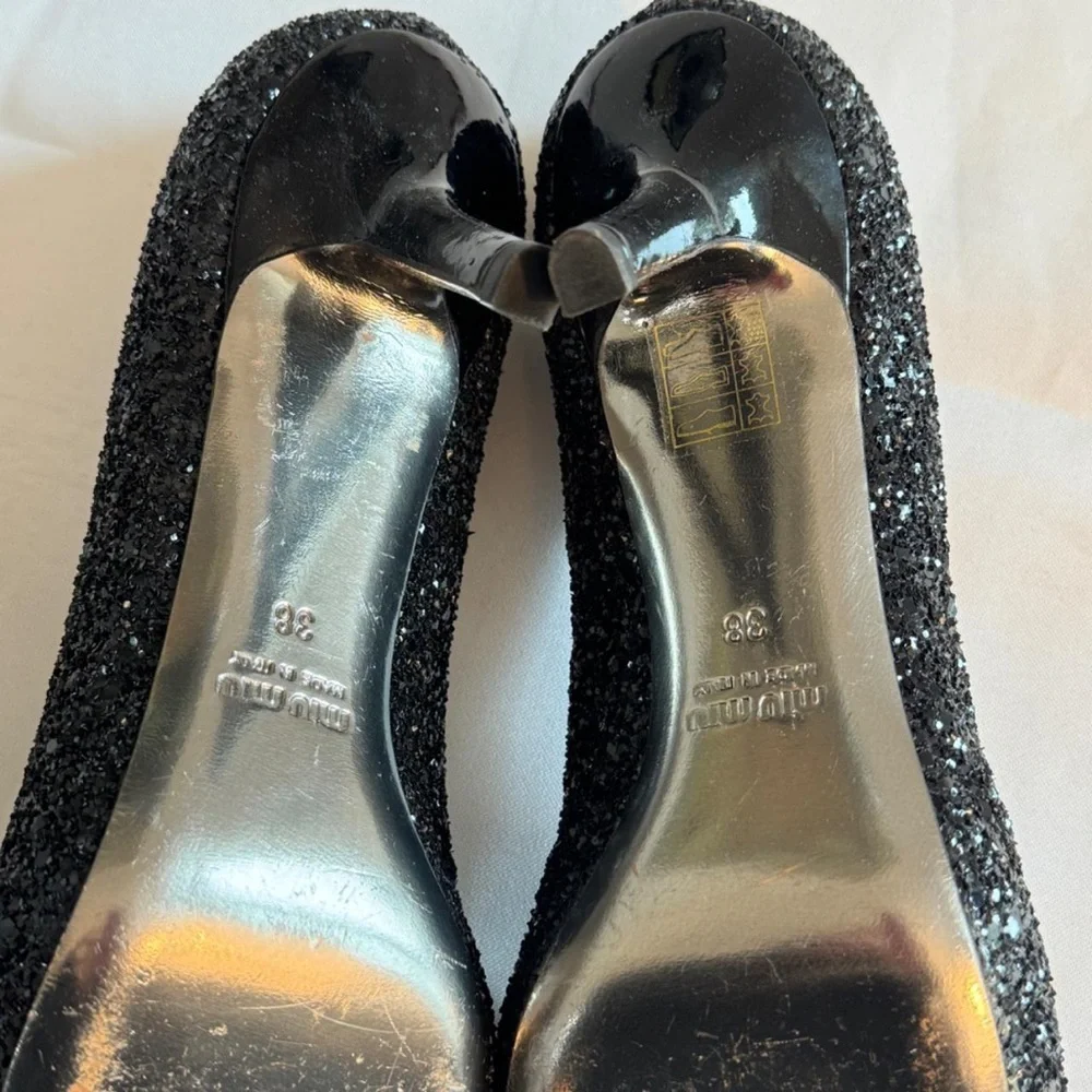Vintage Miu Miu Sparkly Embellished Glitter Black Heels